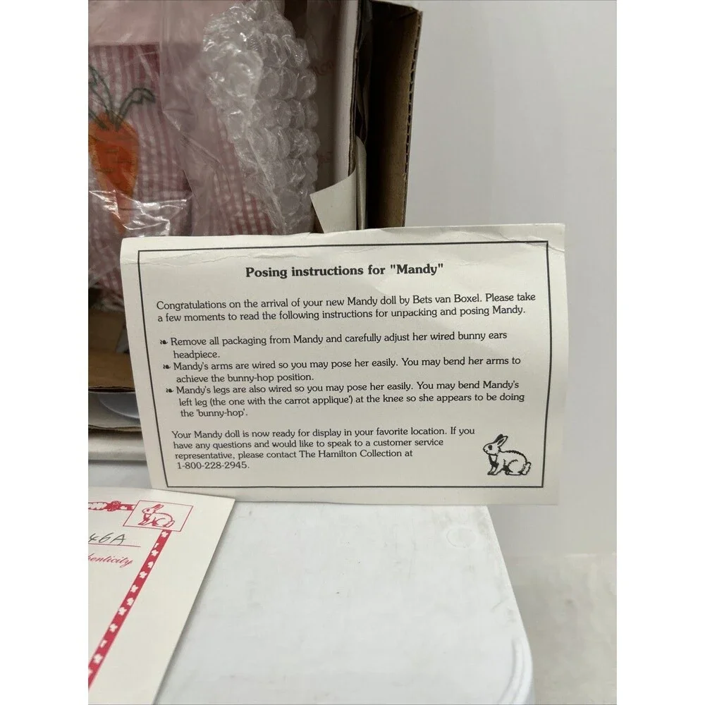 🔥🆕🔥Vintage 1993 Mandy Porcelain Doll By Bets Van Boxel Bunny Rabbit - Picture 3 of 8